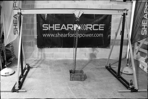black and white image of our steel gantry 