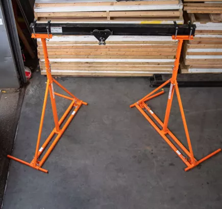 A lightweight, portable, rotating gantry used for confined spaces or restricted areas.